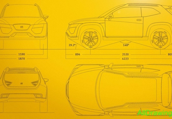 Seat Tribu Concept (2007) - drawings (drawings) of the car